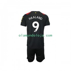 Camisola Manchester City Haaland 9 Homem Criança Equipamento Segundo 2022-2023 Manga Curta